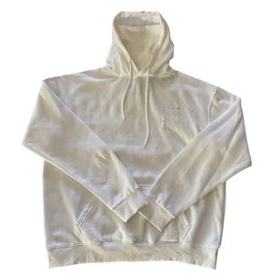 White on white “ASSHOLES LIVE FOREVER” hoodie